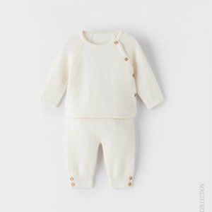 Zara Mini Knit Set - Baby 3 - 6 Months : Textured Weave Suit